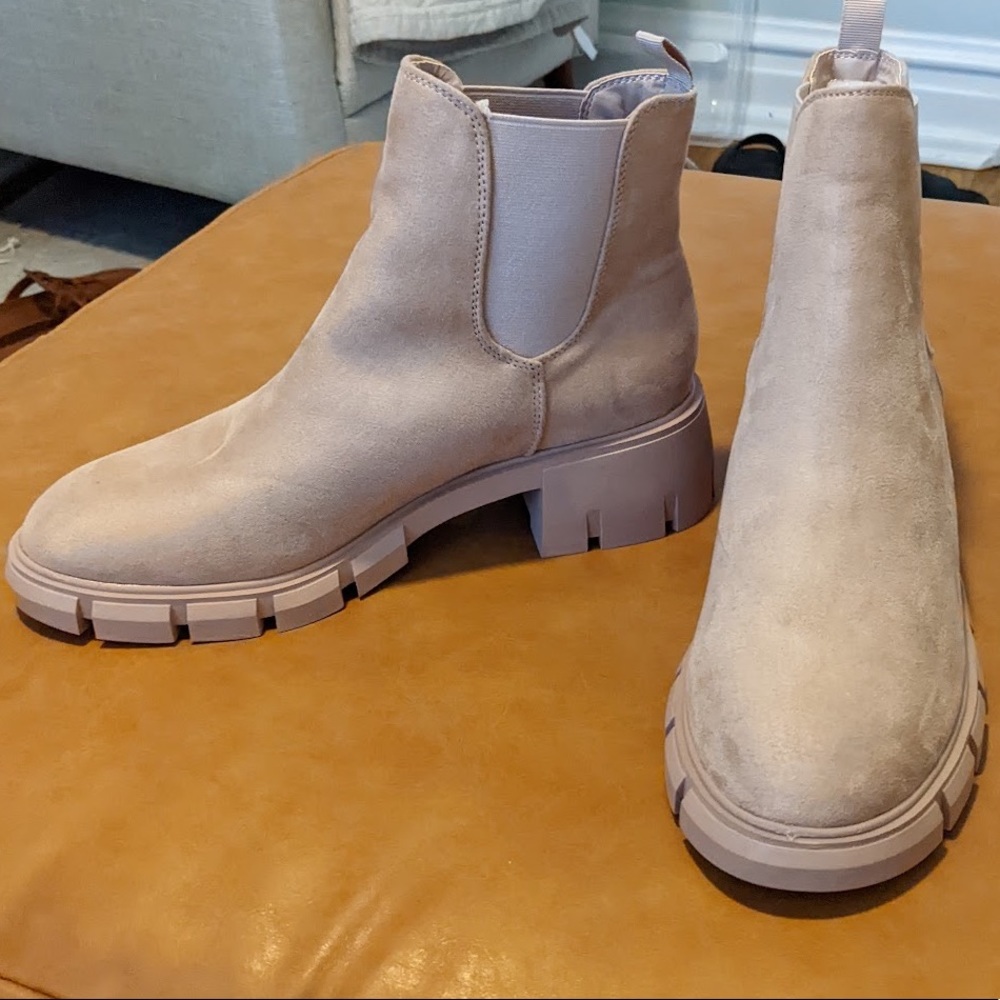 Nude Chunky Heel Boots
